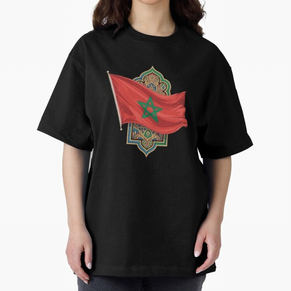 Morocco Flag Heritage World Cup 2026 Oversized T-Shirt Support Your Favorite Stars during FIFA World Cup 2026 Group Stage Highlighting Cristiano Ronaldo, Haaland and CR7, Brazil Energy, Game Day Rituals, Football Legends, Country Pride and the Road