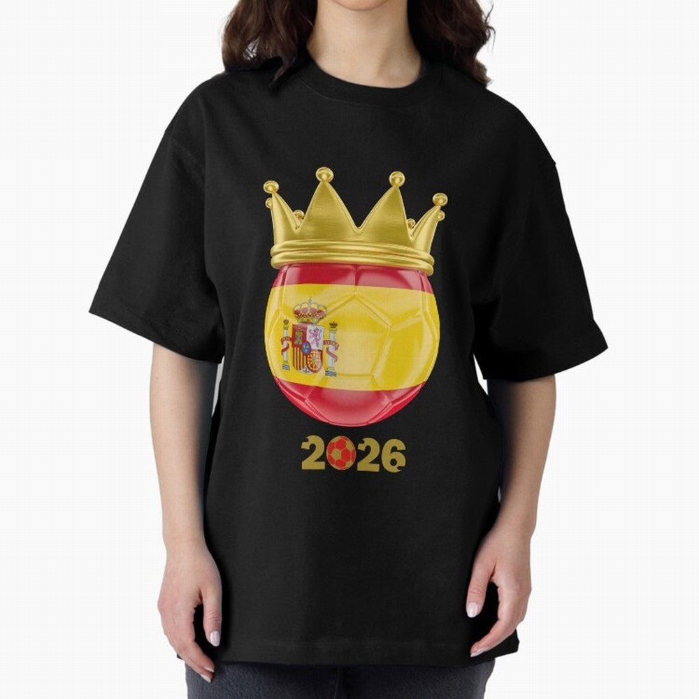 Spain Football Champion Crown 2026 Oversized T-Shirt Bring World Football Passion into FIFA World Cup 2026 Filled with Neymar, Spain and Netherlands Energy, Tournament Hype, Historic Matchups, Family Viewing Parties and Global Sports Pride; Great