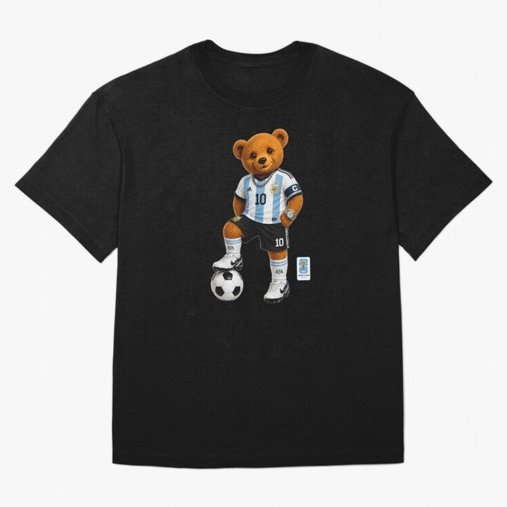 Argentina Soccer Bear World Cup Teddy Bear Oversized T-Shirt Celebrate Football Dreams Across FIFA World Cup 2026 USA Canada Mexico Spirit, Inspired by Spain, Neymar, Sports Nostalgia, International Competition, Famous Players and Unforgettable