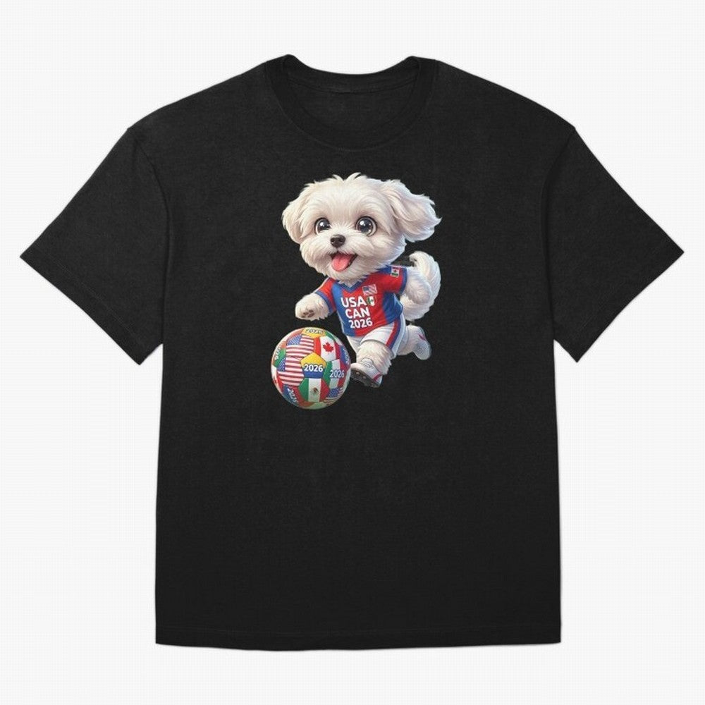Cute Maltese Soccer Star - FIFA 2026 World Cup Edition Oversized T-Shirt Show Your Love for FIFA World Cup 2026 Group Stage Driven by Messi, Netherlands Energy, Soccer Culture, Superstar Moments, National Team Dreams and Competitive Fire; Great for