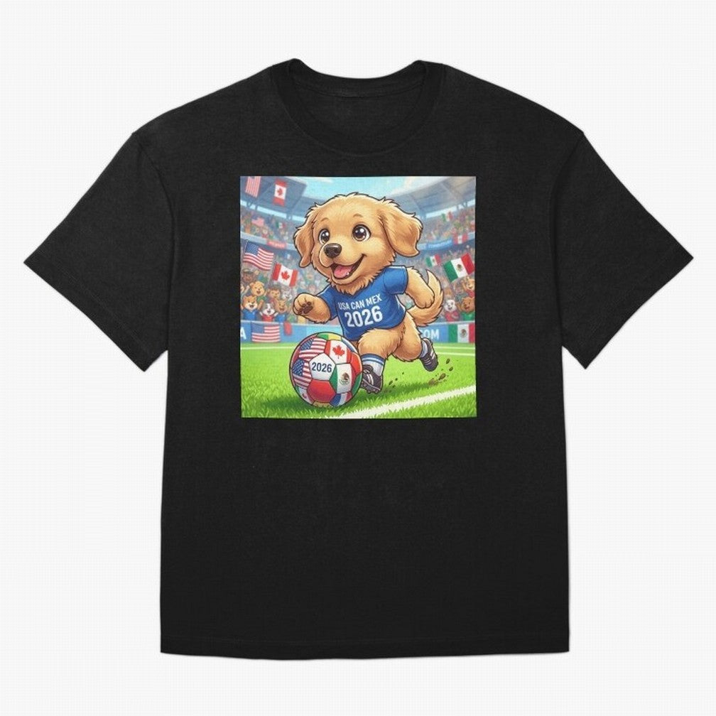 Golden Retriever Soccer Champ - World Cup 2026 Spirit Oversized T-Shirt Remember FIFA World Cup 2026 USA Canada Mexico Spirit, Filled with France and Portugal, Haaland, Classic Soccer Heritage, Championship Pressure, Fan Loyalty and International
