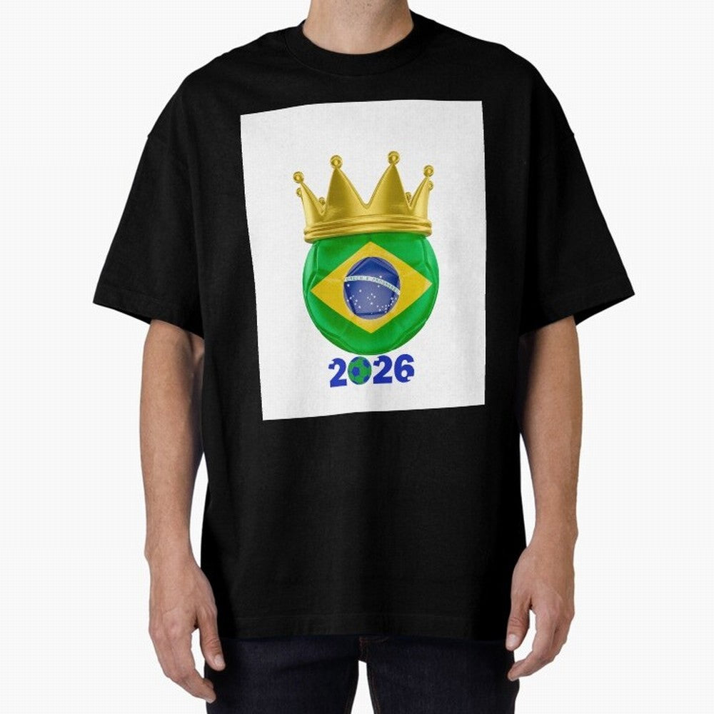 Brazil Football Champion Crown 2026 Oversized T-Shirt Experience FIFA World Cup 2026 with Neymar, Portugal, Spain and Germany Energy, Game Day Rituals, Football Legends, Country Pride and the Road to the Final; Ideal for Football Dads, Football