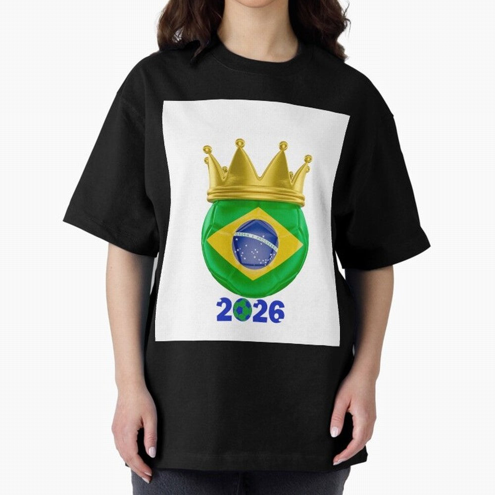 Brazil Football Champion Crown 2026 Oversized T-Shirt Experience FIFA World Cup 2026 with Neymar, Portugal, Spain and Germany Energy, Game Day Rituals, Football Legends, Country Pride and the Road to the Final; Ideal for Football Dads, Football