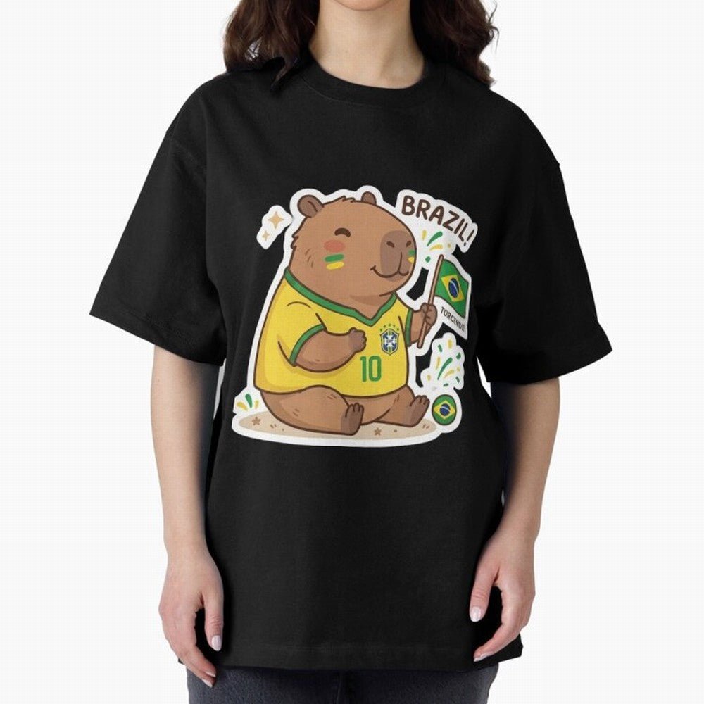 Capivara Torcedora Oversized T-Shirt Enjoy the Biggest Football Party of FIFA World Cup 2026 Group Stage Filled with Messi, England Energy, Global Supporter Spirit, Legendary Goals, National Colors and Tournament Celebration; Great for Watch