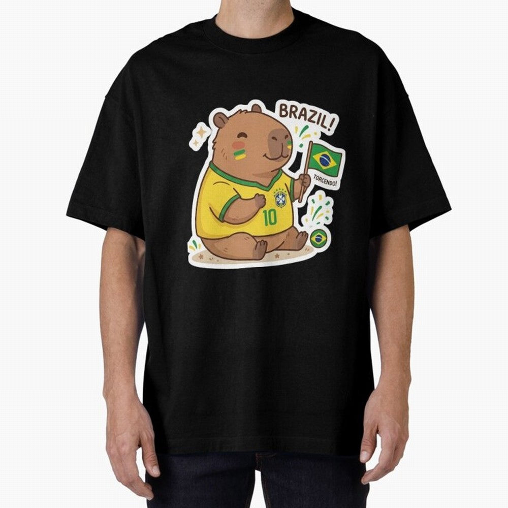 Capivara Torcedora Oversized T-Shirt Enjoy the Biggest Football Party of FIFA World Cup 2026 Group Stage Filled with Messi, England Energy, Global Supporter Spirit, Legendary Goals, National Colors and Tournament Celebration; Great for Watch