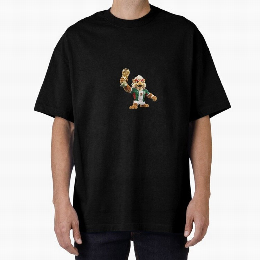 Mexico Soccer Mascot Champion - Mexican Football Victory Trophy 2026 Oversized T-Shirt Enjoy the Biggest Football Party of Global Football Passion for FIFA World Cup 2026 USA Canada Mexico, Inspired by CR7, Germany, Global Supporter Spirit,