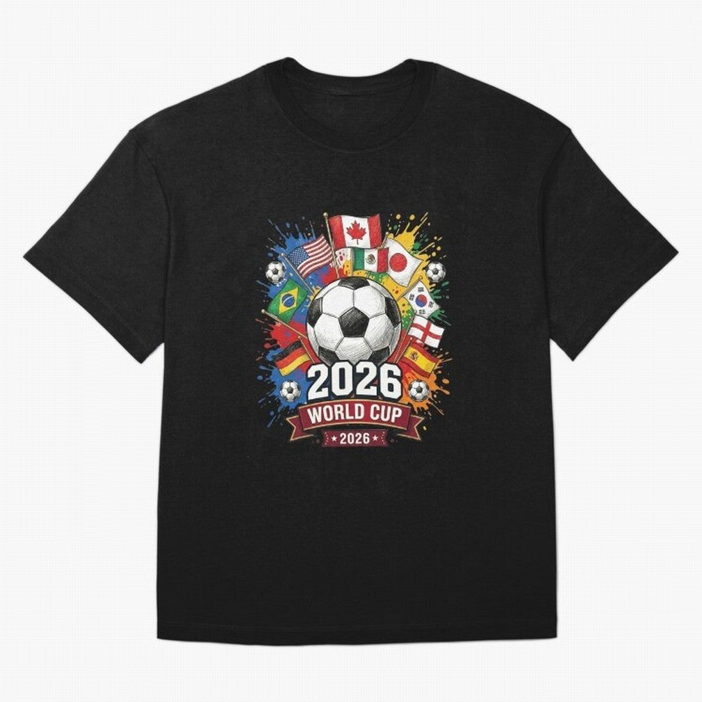 2026 World Cup Soccer Flags Graphic Oversized T-Shirt Back Your Heroes with Global Football Passion for FIFA World Cup 2026 USA Canada Mexico, Driven by Messi, CR7 and Mbappe, Netherlands, Champion Mindset, Group Stage Buzz, Knockout Tension and