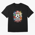 2026 World Cup Soccer Flags Graphic Oversized T-Shirt Back Your Heroes with Global Football Passion for FIFA World Cup 2026 USA Canada Mexico, Driven by Messi, CR7 and Mbappe, Netherlands, Champion Mindset, Group Stage Buzz, Knockout Tension and