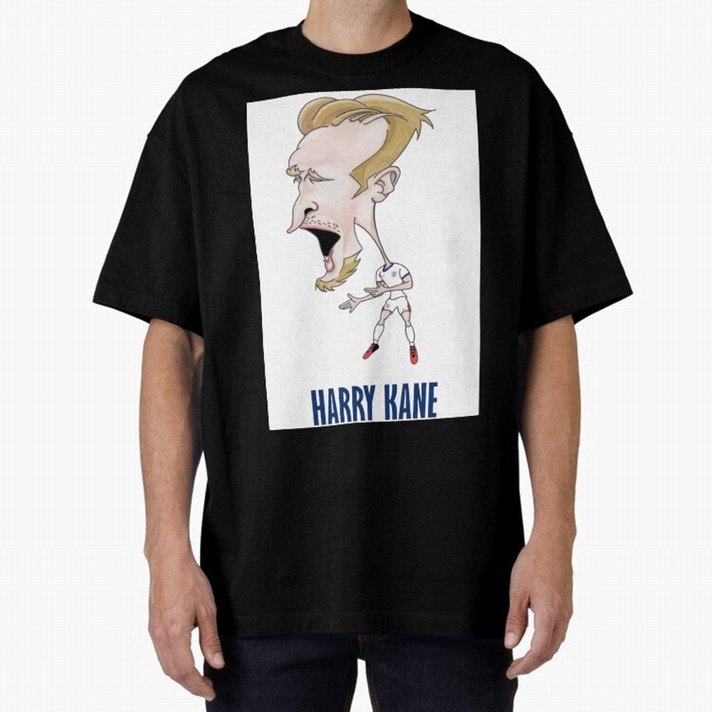 Harry Kane Caricature Print Oversized T-Shirt Live the Energy of FIFA World Cup 2026 Group Stage Featuring Messi, England Energy, Supporter Pride, Iconic Celebrations, Legendary Names and Global Match Day Energy; Created for Match Day Parties,