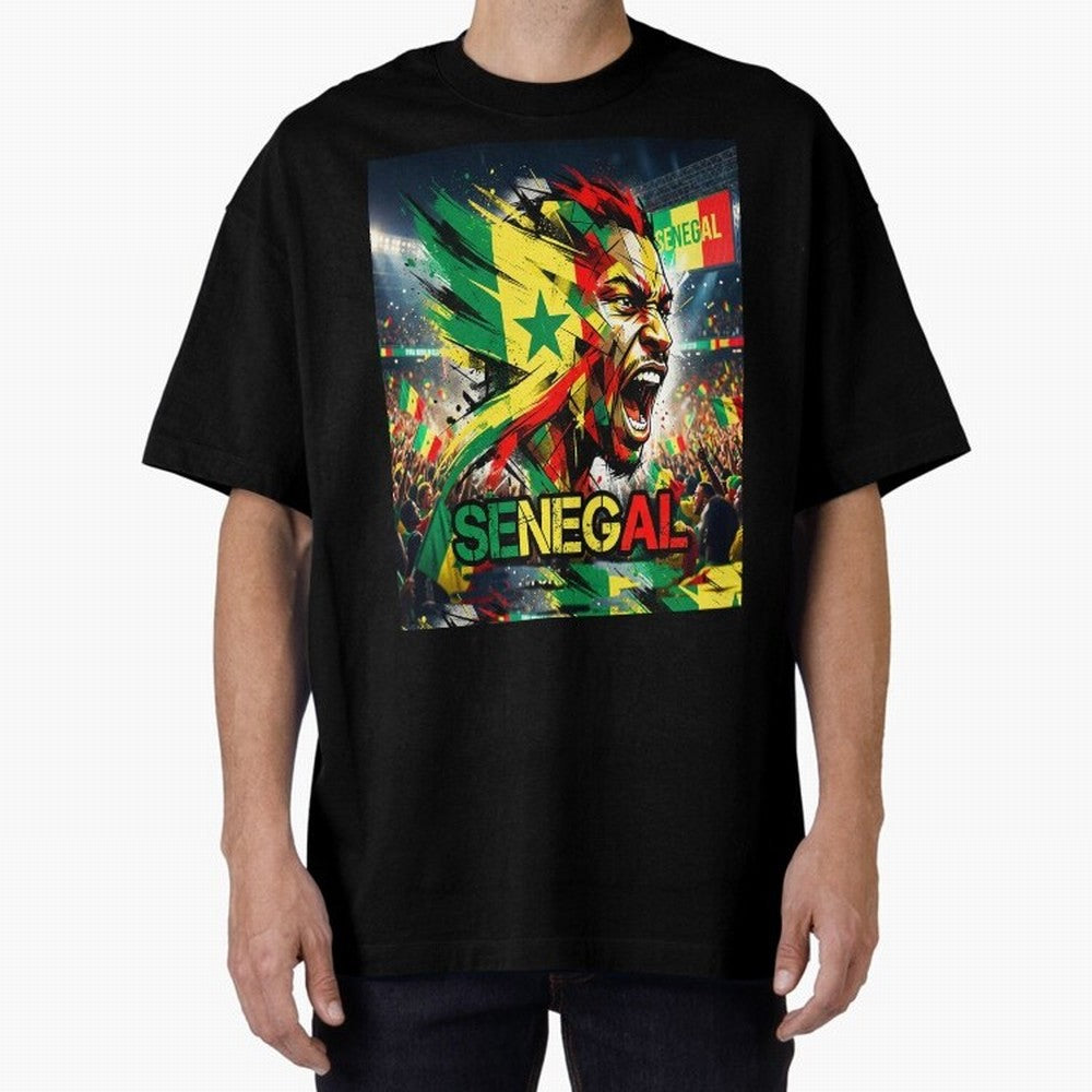 SENEGAL FOOTBALL TEAM Oversized T-Shirt Remember Iconic Moments from FIFA World Cup 2026 for Fans of Haaland and Mbappe and Argentina and Brazil, Bringing Championship Spirit, Famous Goals, Roaring Crowds and International Football Unity; Made for