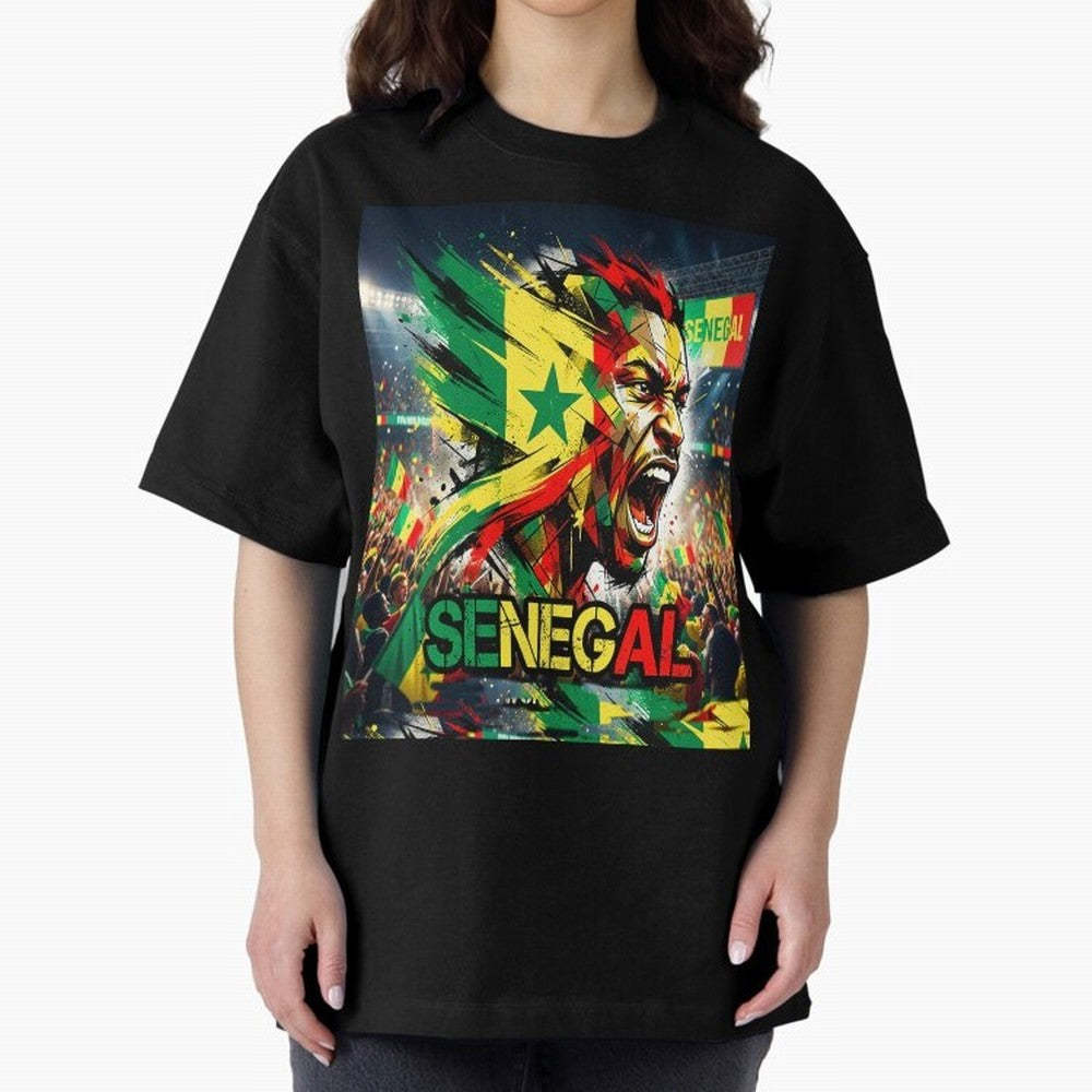 SENEGAL FOOTBALL TEAM Oversized T-Shirt Remember Iconic Moments from FIFA World Cup 2026 for Fans of Haaland and Mbappe and Argentina and Brazil, Bringing Championship Spirit, Famous Goals, Roaring Crowds and International Football Unity; Made for