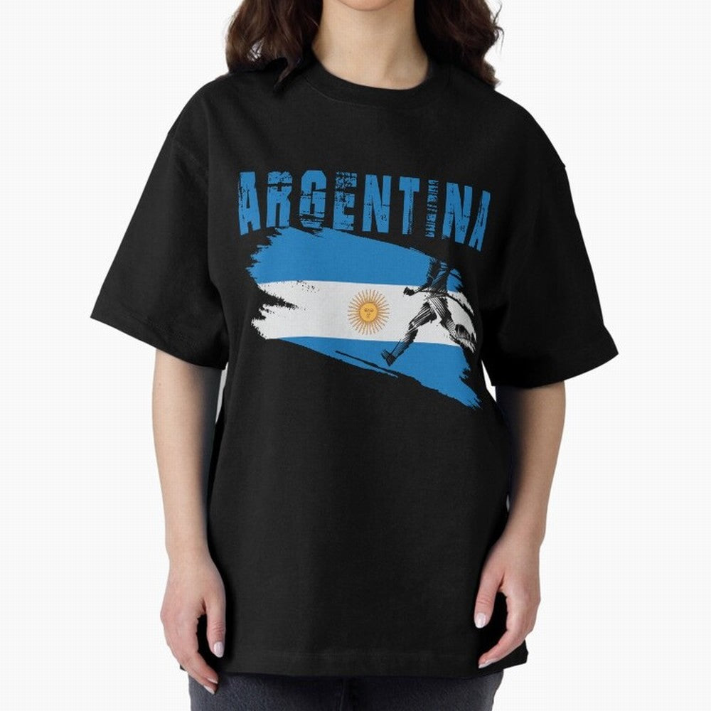 Argentina World Cup 2026 ¨C Pride in Motion Oversized T-Shirt Make the Season About Global Football Passion for FIFA World Cup 2026 USA Canada Mexico, Featuring Messi, CR7 and Mbappe, Argentina, France and Brazil, Championship Spirit, Famous Goals,