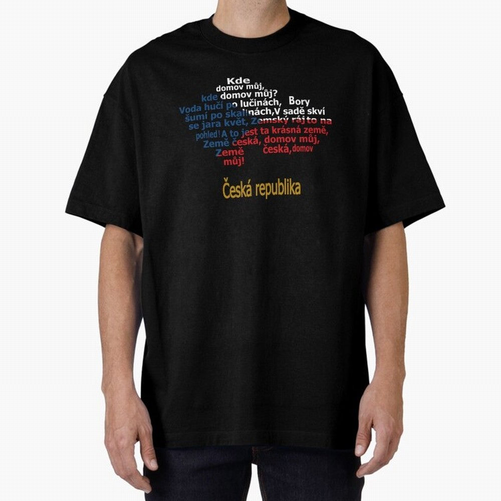 ?esk¨¢ republika (Anthem, map, and flag) Oversized T-Shirt Elevate Match Day Hype around FIFA World Cup 2026 Group Stage, CR7 and Messi, Argentina, France and Brazil, Sports Nostalgia, International Competition, Famous Players and Unforgettable