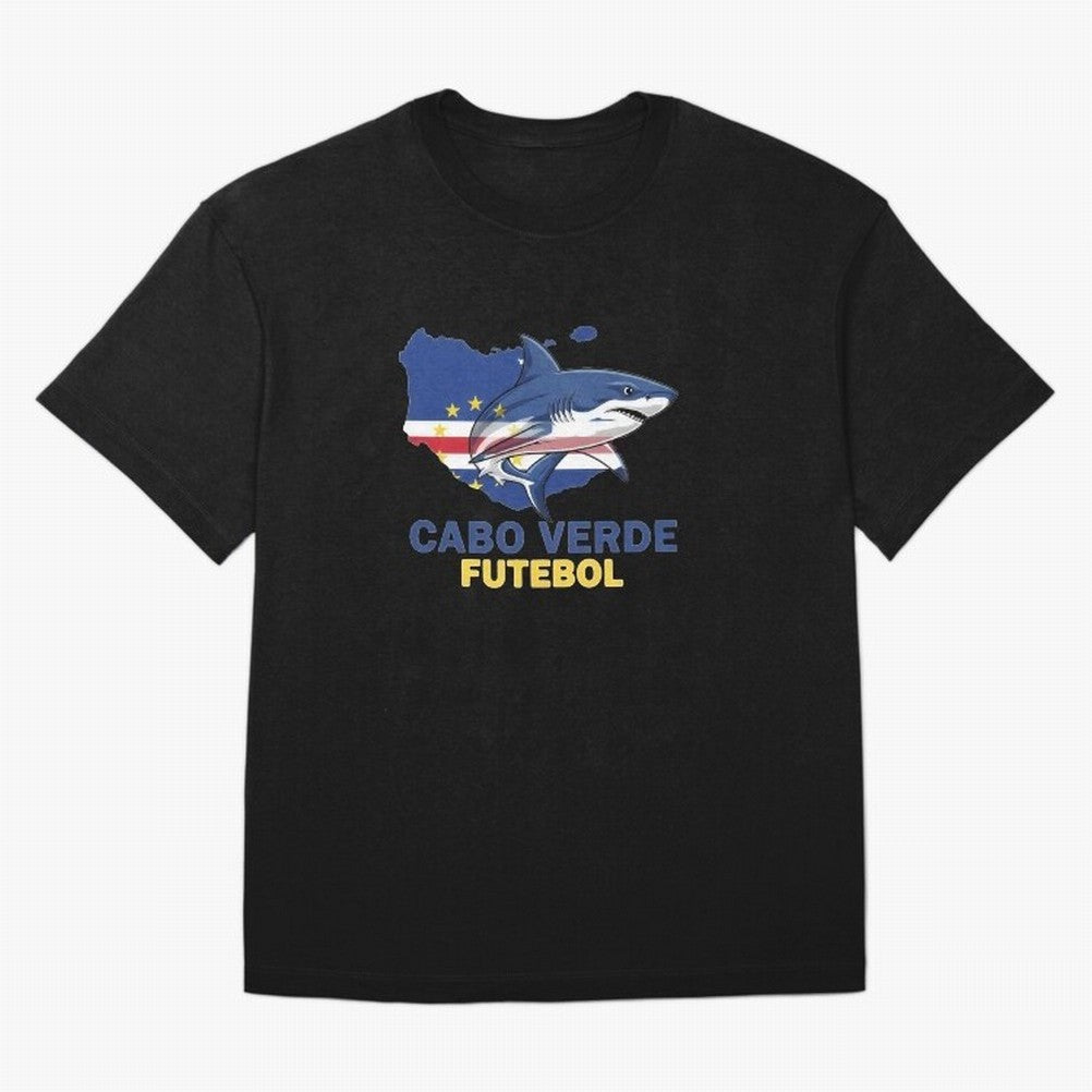 Cabo Verde Soccer Blue Shark Design Oversized T-Shirt Cheer for Match Day Hype around FIFA World Cup 2026, CR7, Argentina and Brazil, Supporter Pride, Iconic Celebrations, Legendary Names and Global Match Day Energy; Made for Collectors Who Enjoy