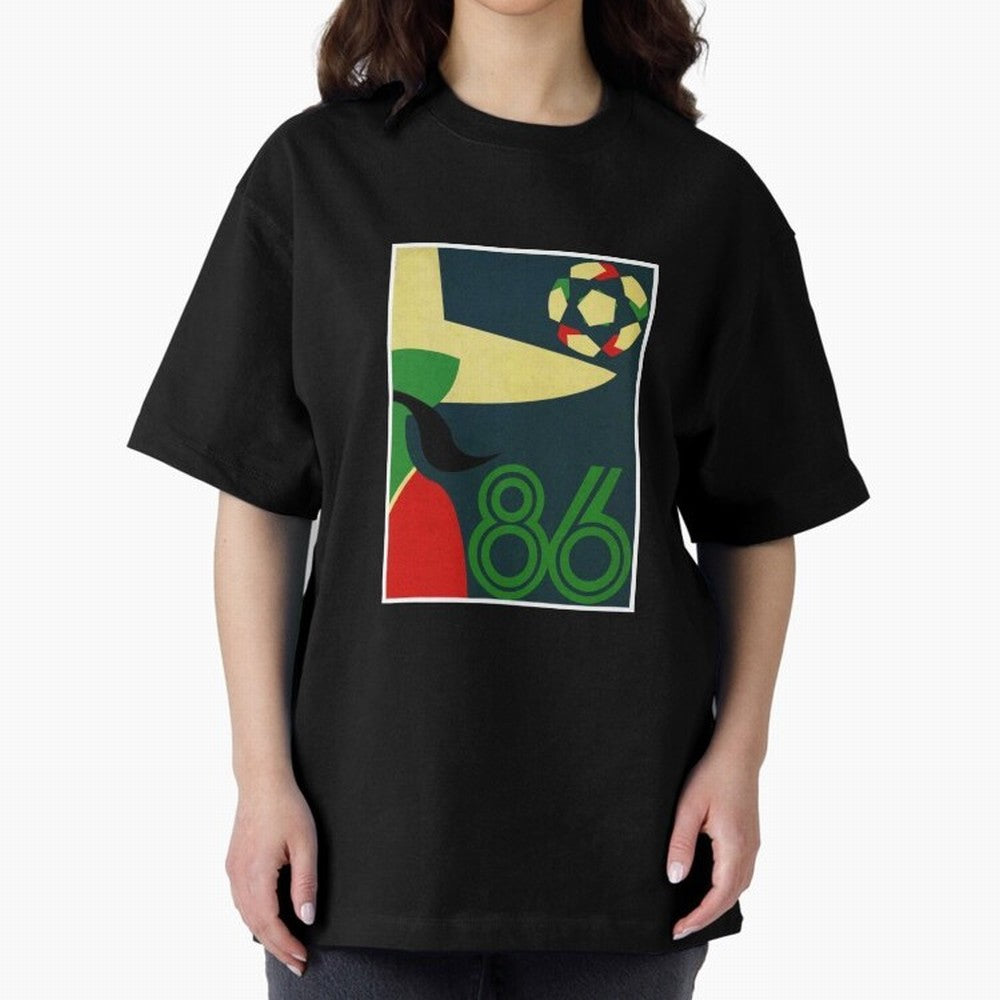 World Cup in Mexico 1986 Oversized T-Shirt Step into FIFA World Cup 2026 Group Stage Spirit, Filled with Argentina, Haaland and Mbappe, Worldwide Fan Energy, Dramatic Goals, Stadium Lights and Championship Celebrations; Great for Watch Parties,