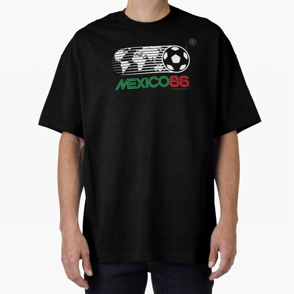 Mexico 86 Logo Tribute ¨C Retro Soccer World Cup Inspired Graphic | Vintage Mexican Football Art | Ruben Santiago Creative Oversized T-Shirt Make Your Look Match FIFA World Cup 2026 Group Stage Featuring CR7, Spain Energy, Soccer Culture, Superstar