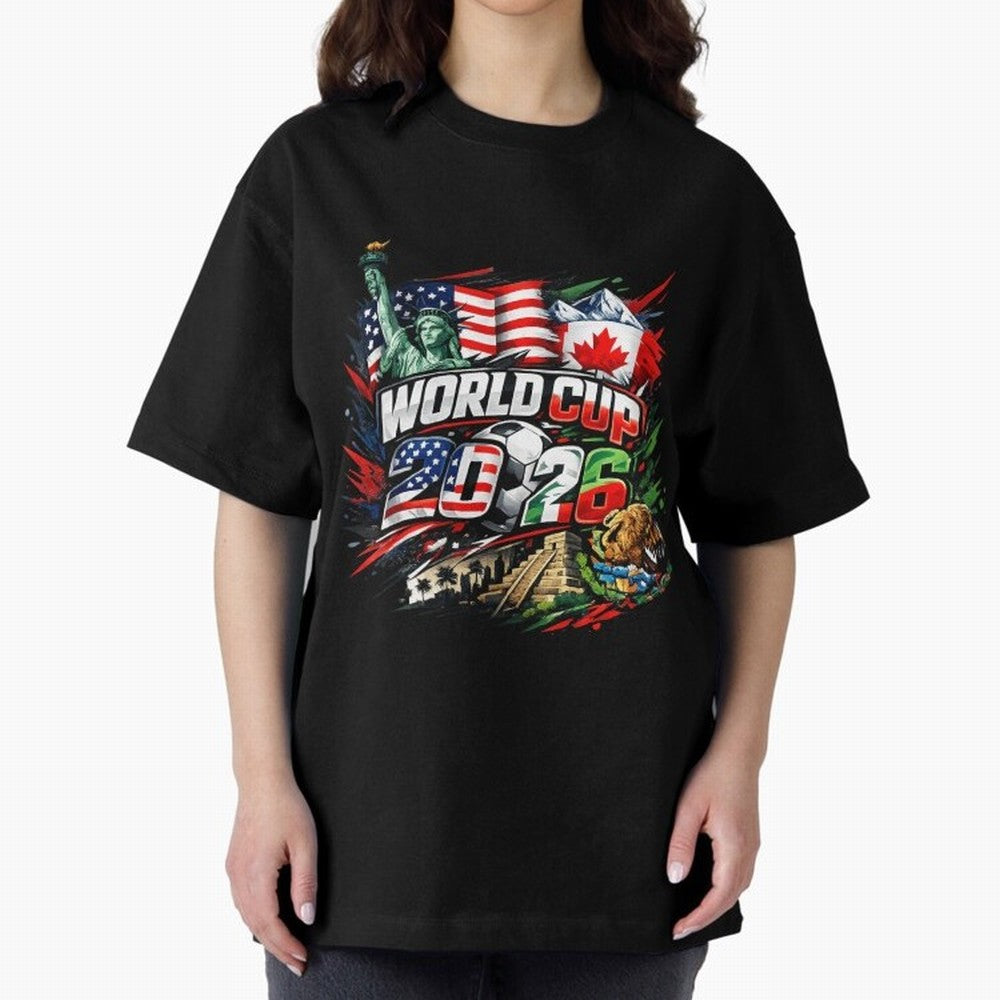 2026 North America Football Championship Oversized T-Shirt Bring Trophy Dreams to FIFA World Cup 2026 Inspired by Messi, Netherlands Energy, Vintage Soccer Flavor, Modern Football Stars, National Flags and Final Night Emotion; Created for Match Day